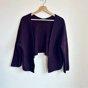 Brandy Melville I Burgundy Marled Knit Cropped Open Front Cardigan Sweater Women